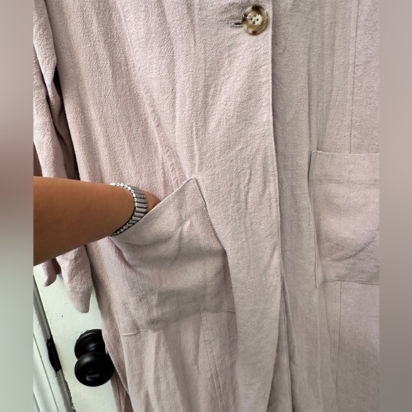 Sigrid Olsen Linen Blend Duster Coat  Soft Blush Lightweight Jacket Size M - Picture 6 of 13